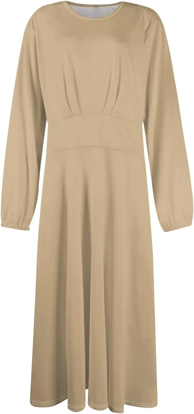Formal Long Sleeve Midi Dress for Women Trendy Plus Size A Line Dress Casual Flowy Elegant Floral Smocked Dress