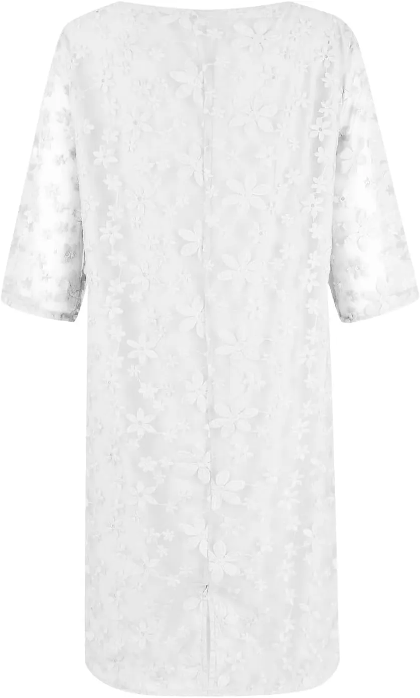 Formal Summer Trendy Embroidered Dress for Women Casual Sexy V Neck Midi Dress Elegant Plus Size Knee Length Dress
