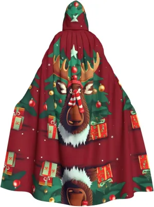 Funny Christmas Moose Print Hooded Cloak Wizard Cape Halloween Witch Costume For Men Women Cosplay Party Capes