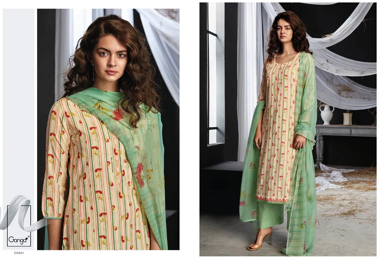Ganga Suits Amayah Pure Cotton Print Embroidery Work Salwar Kameez