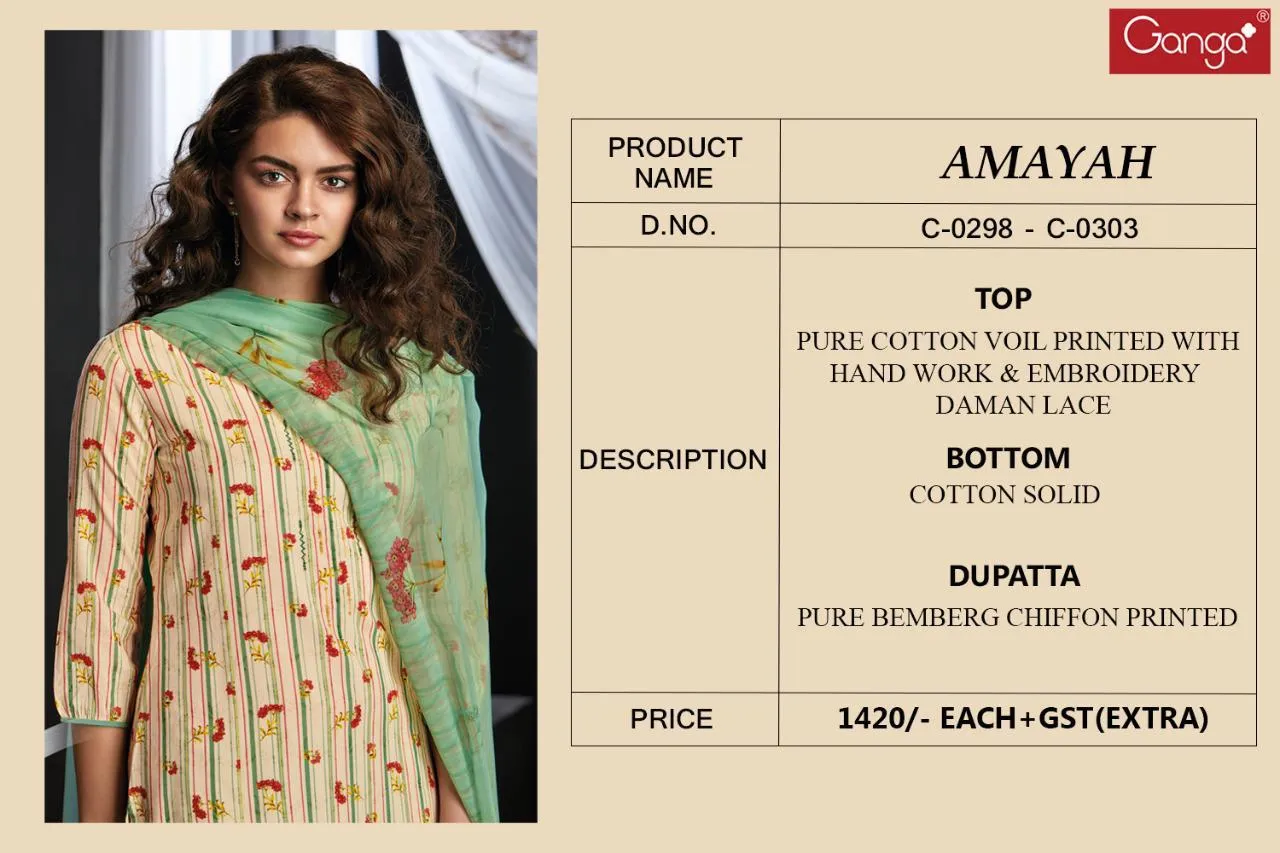 Ganga Suits Amayah Pure Cotton Print Embroidery Work Salwar Kameez