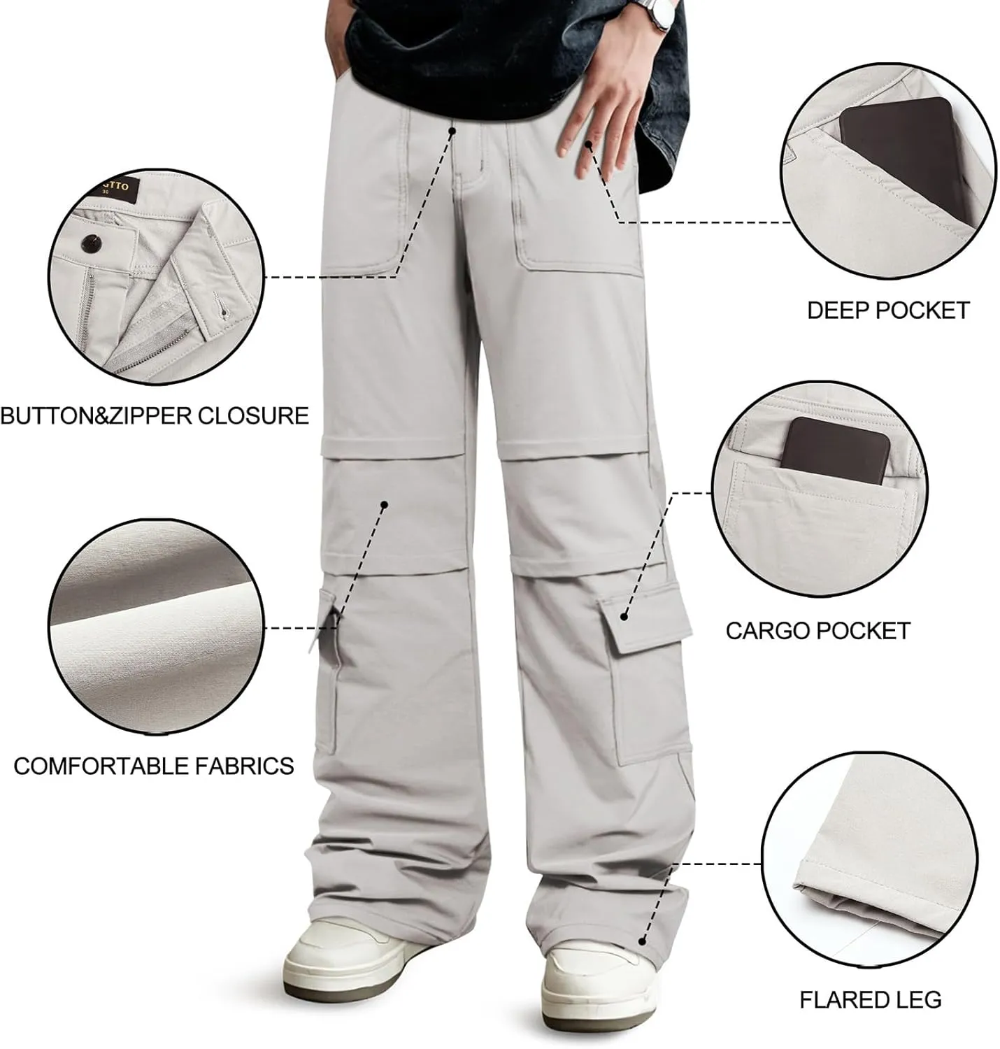 GINGTTO Mens Cargo Pants Relaxed Fit Y2k Pants Men Baggy