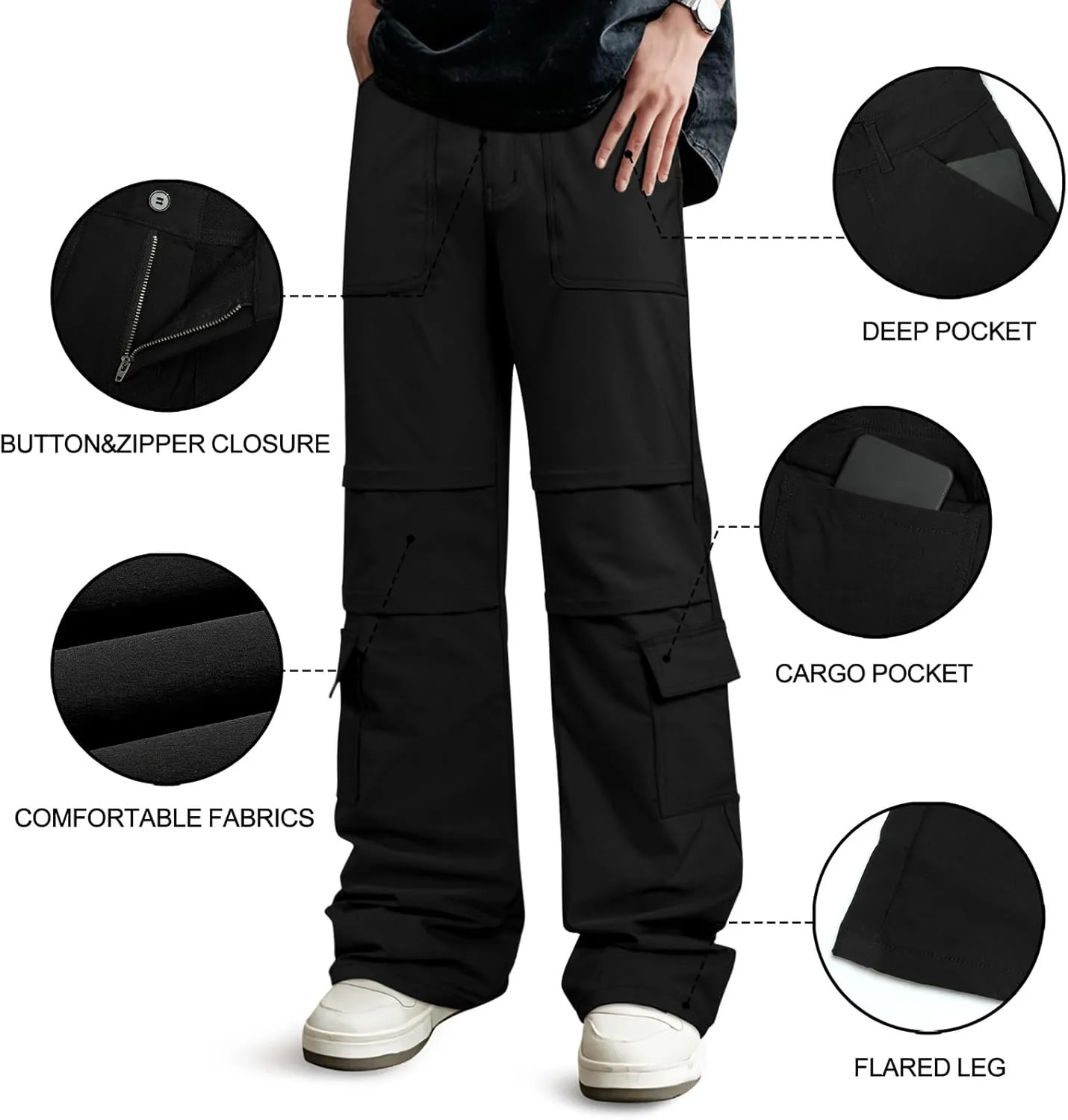 GINGTTO Mens Cargo Pants Relaxed Fit Y2k Pants Men Baggy