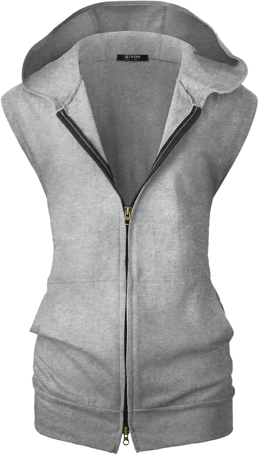 GIVON Women's Lightweight Hooded Vest Sleeveless 1/4 Zip Pullover Casual Hoodie Sweatshirt with Pockets