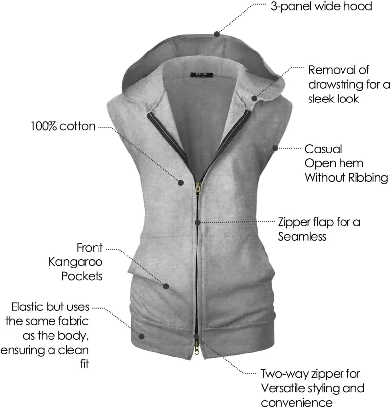 GIVON Women's Lightweight Hooded Vest Sleeveless 1/4 Zip Pullover Casual Hoodie Sweatshirt with Pockets
