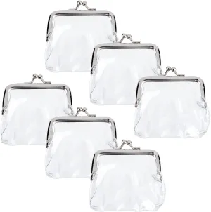 GORGECRAFT 6PCS Clear Coin Purses Transparent Change Purses Waterproof PVC Jelly Wallets Kiss Lock Clear Change Pouch Gifts for Women Carrying Your Change Cards Earphone Keys