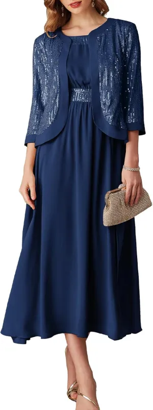 GRACE KARIN Women's Formal Dresses Mother of The Bride Dresses for Wedding Party Cocktail Dress Two Piece Dress Sequin Dress