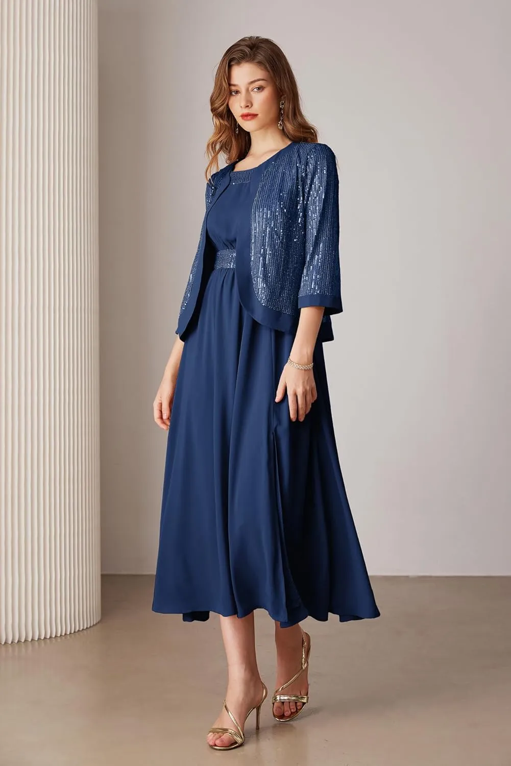 GRACE KARIN Women's Formal Dresses Mother of The Bride Dresses for Wedding Party Cocktail Dress Two Piece Dress Sequin Dress