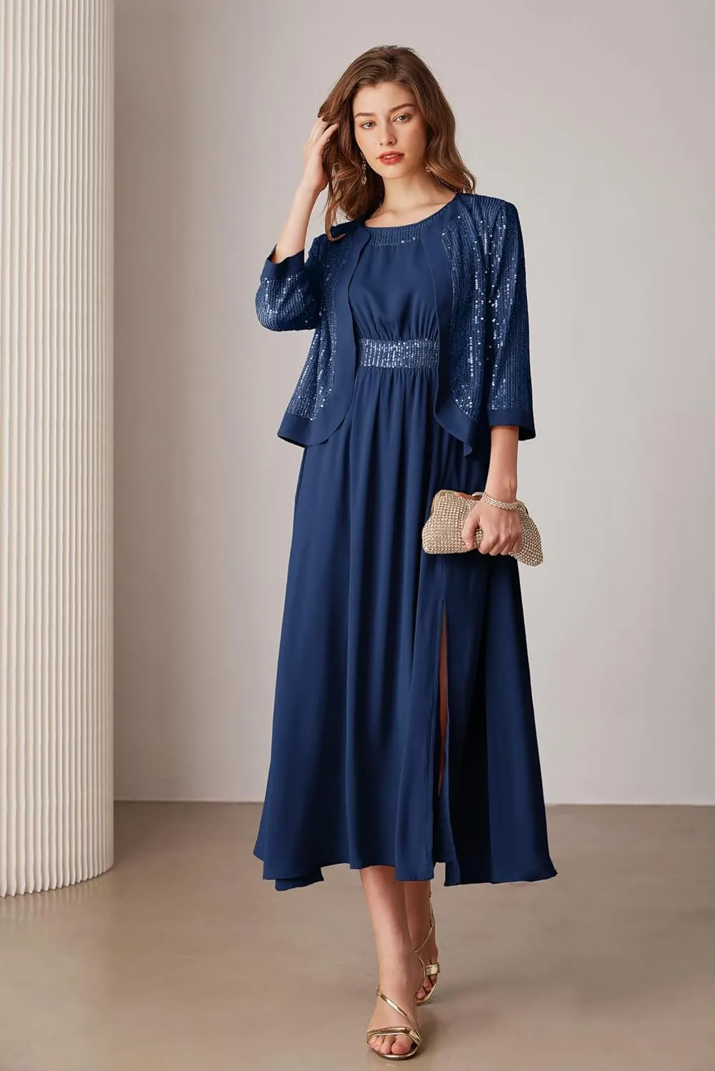 GRACE KARIN Women's Formal Dresses Mother of The Bride Dresses for Wedding Party Cocktail Dress Two Piece Dress Sequin Dress