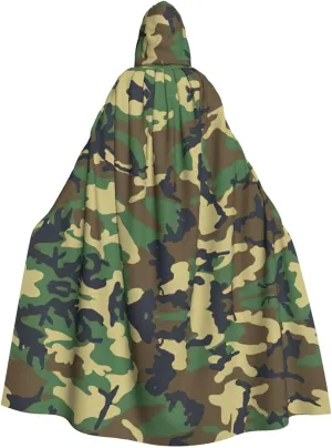 Green Military Camo Print Hooded Cloak Wizard Cape Halloween Witch Costume For Men Women Cosplay Party Capes