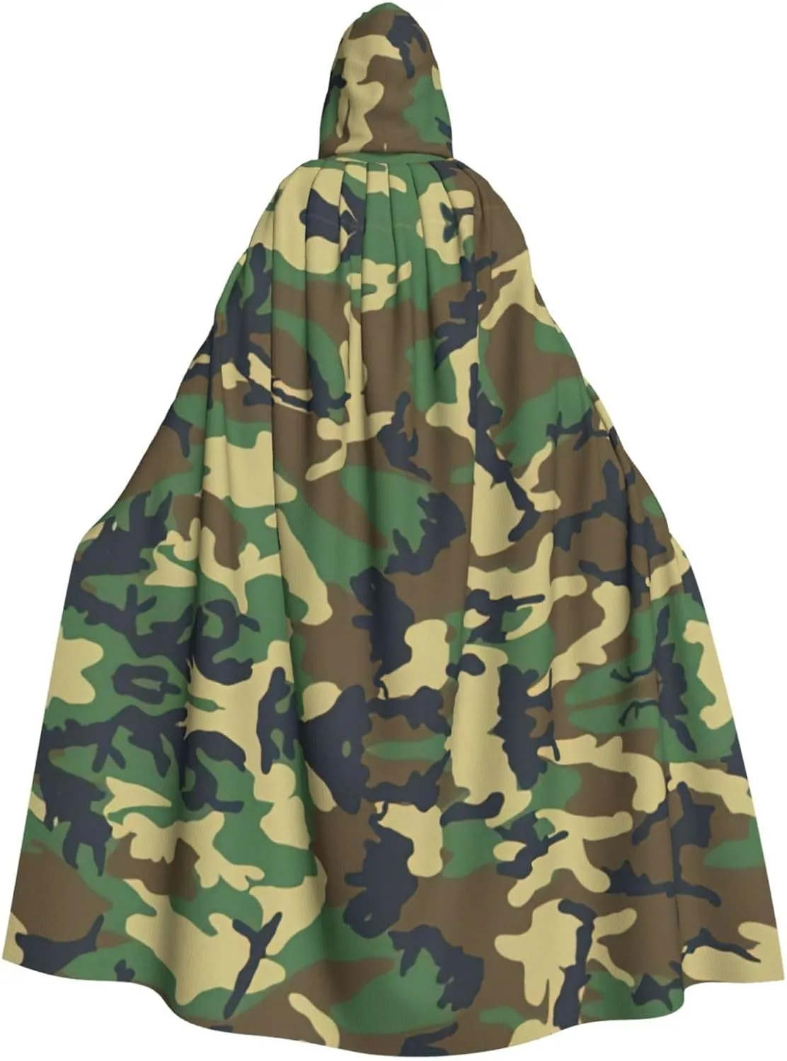 Green Military Camo Print Hooded Cloak Wizard Cape Halloween Witch Costume For Men Women Cosplay Party Capes