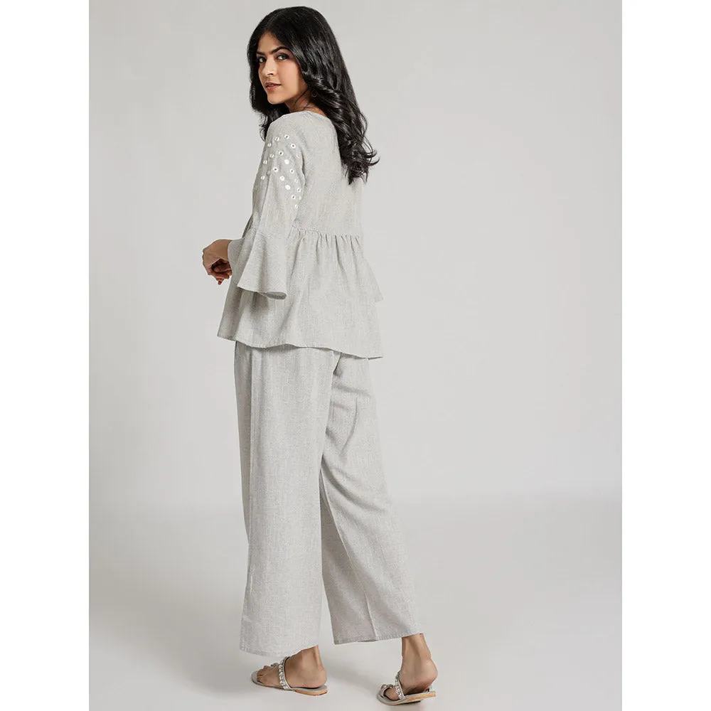 Gulaal Grey Birch Top & Pant (Set of 2)