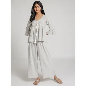 Gulaal Grey Birch Top & Pant (Set of 2)