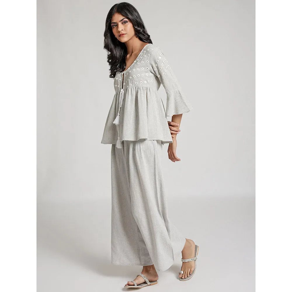 Gulaal Grey Birch Top & Pant (Set of 2)