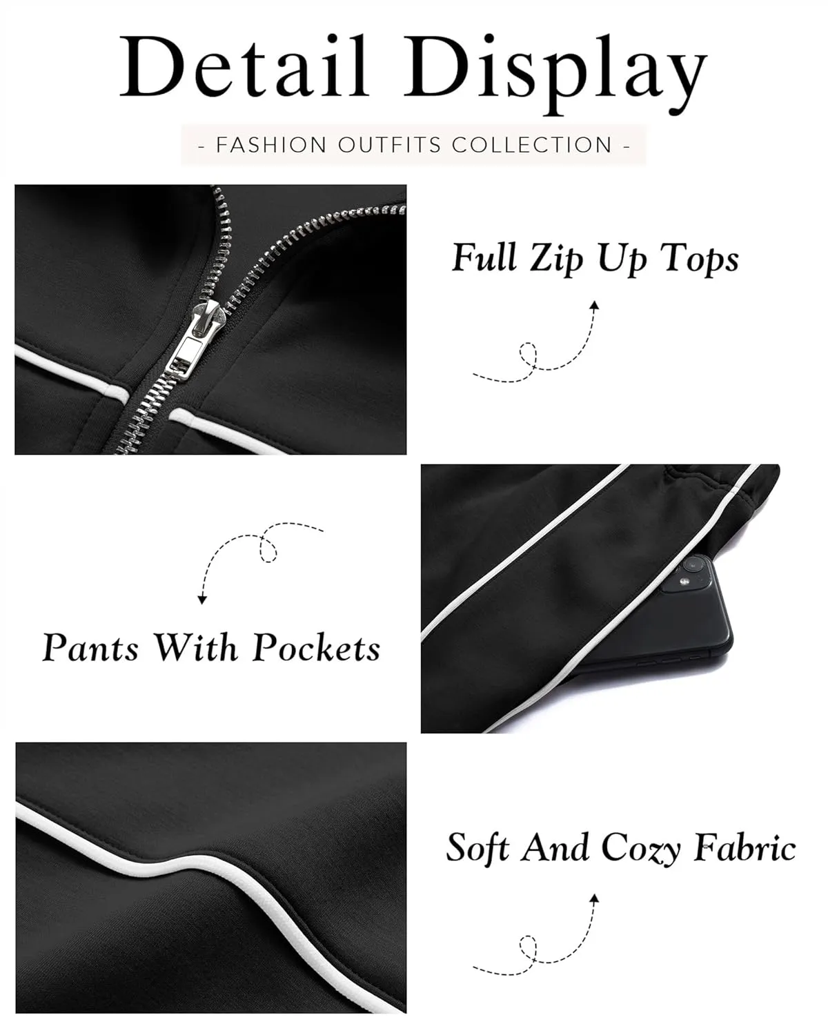HAEOF Women 2 Piece Sweatsuit 2025 Fall Outfits Long Sleeve Zip Up Sweatshirt Jogger Pants Machting Lounge Sets Tracksuit
