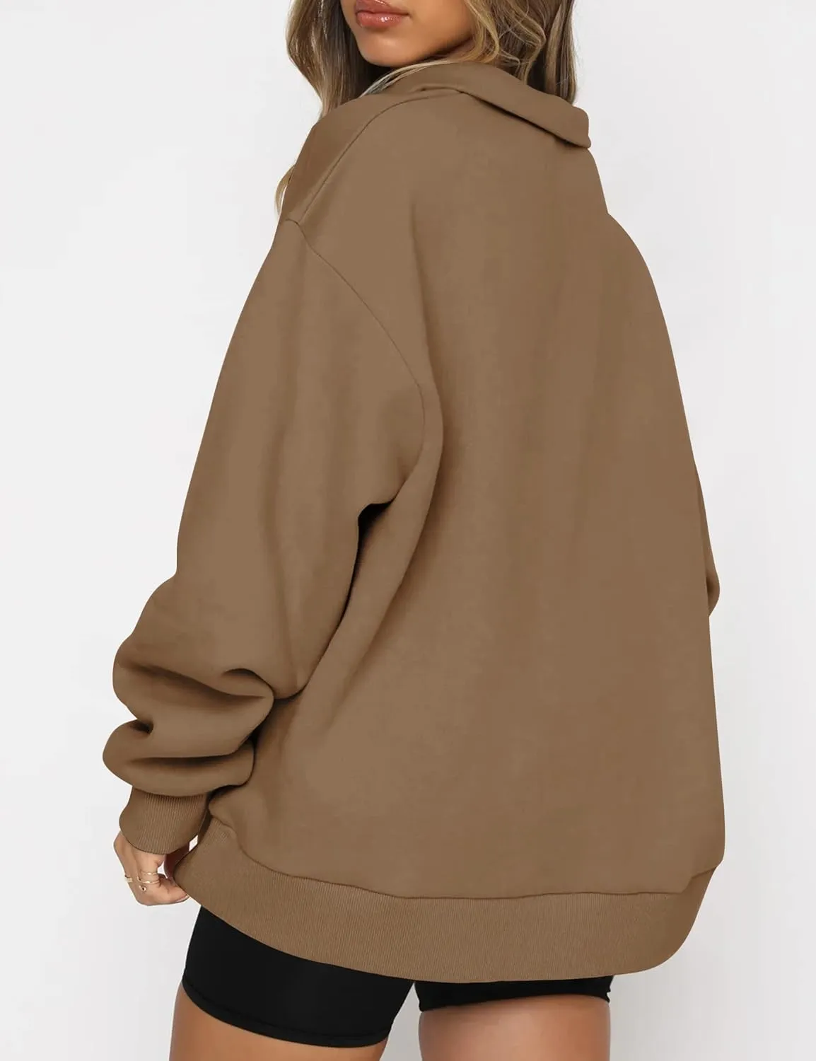 Half Zip Oversized Sweatshirt for Women Quarter Zip Hoodie Pullover Long Sleeve Sweater Teen Girls Fall Y2K Clothes