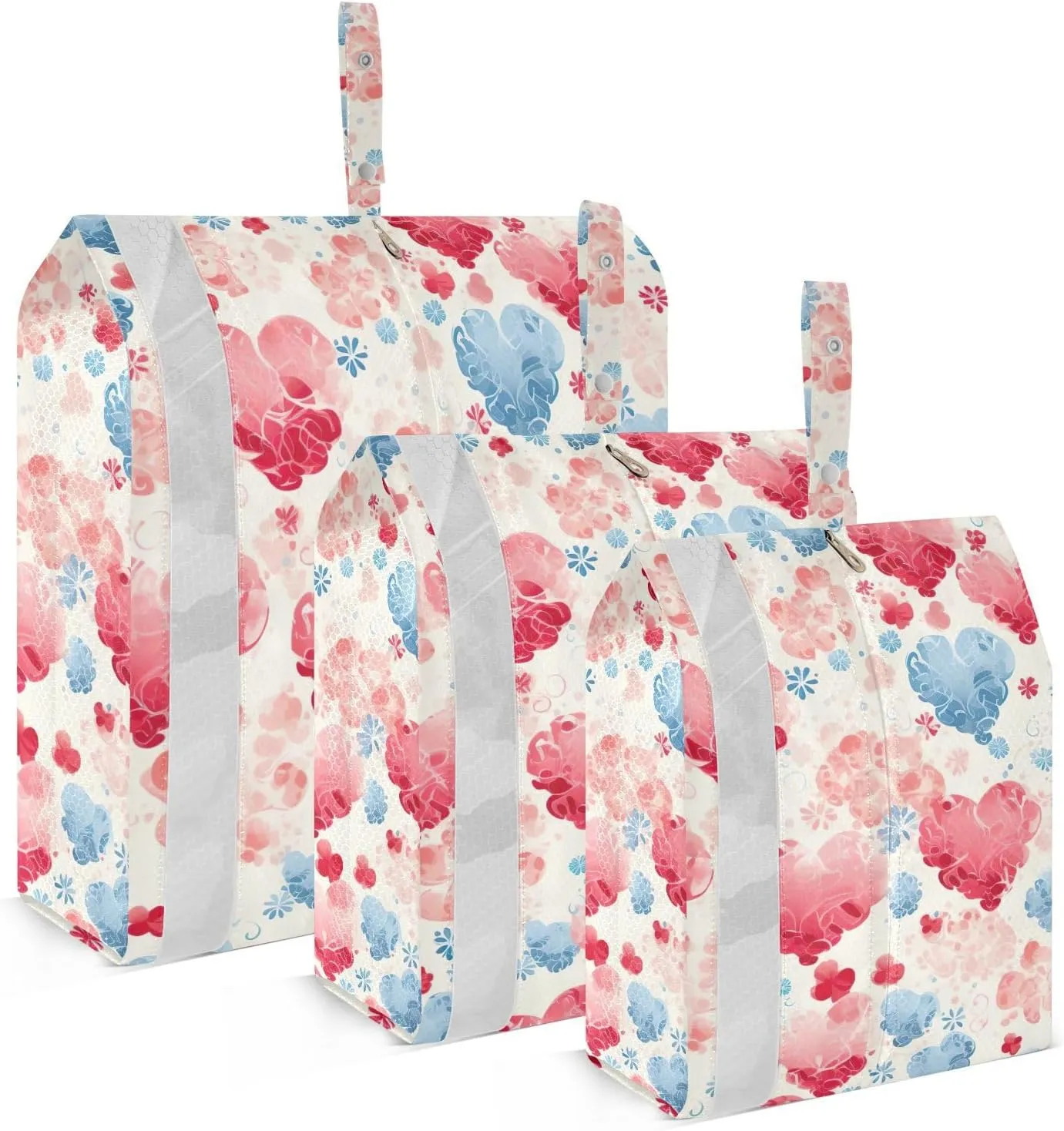 Hearts Valentines Day Packing Cubes Lightweight Luggage Organizer with Handle Travel Organizer Bags for Clothes Luggage