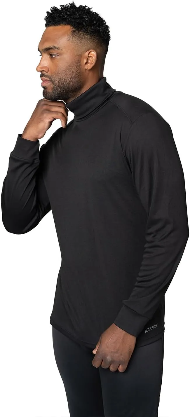 Hot Chillys Men's Peach Skins Roll T-Neck Lightweight Relaxed Fit Base Layer | Warm Soft Long Sleeve Thermal Shirt for Men