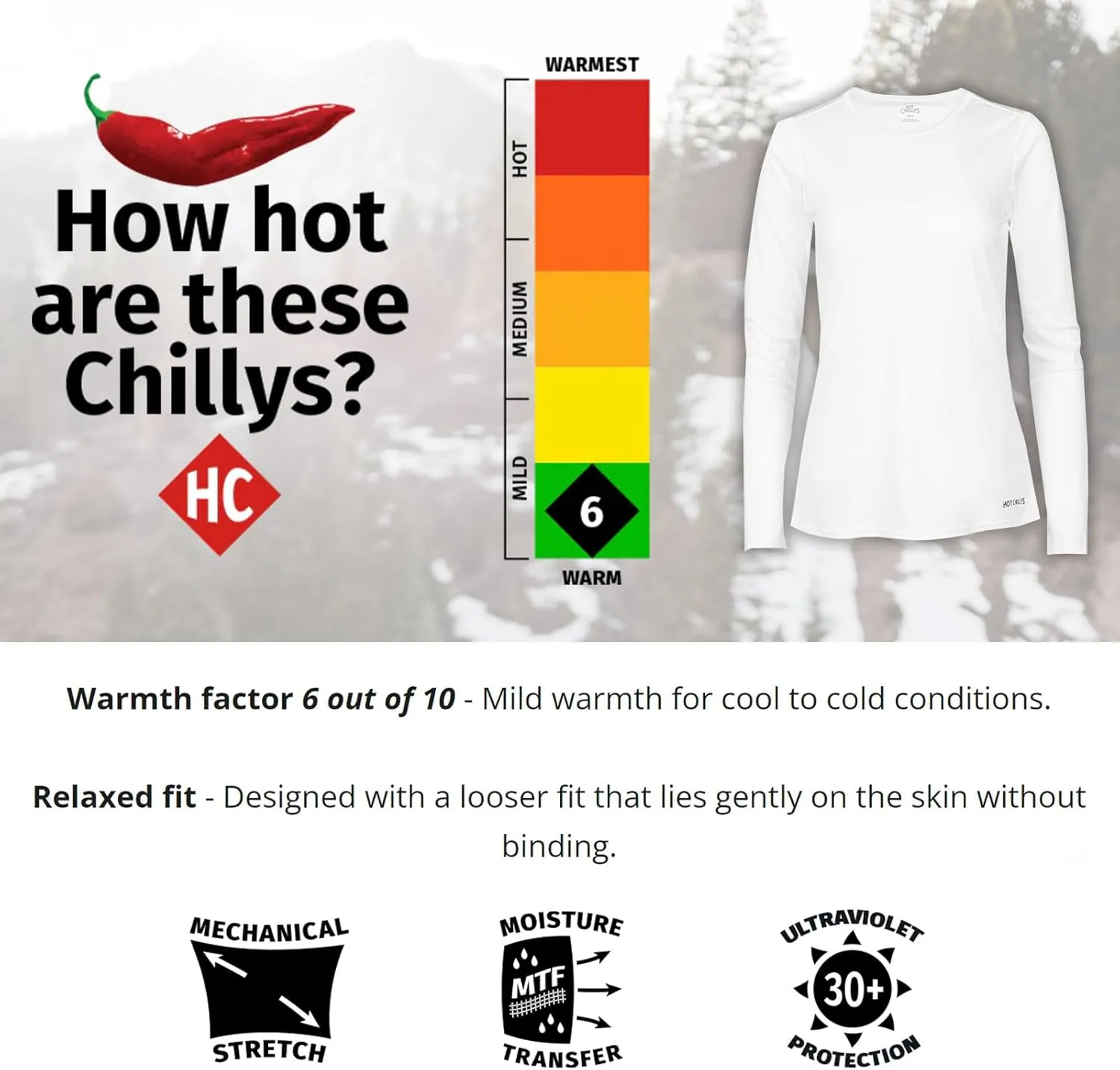 Hot Chillys Women's Peach Skins Solid Crewneck Lightweight Relaxed Fit Base Layer | Moisture-Wicking Long Sleeve Thermal Top