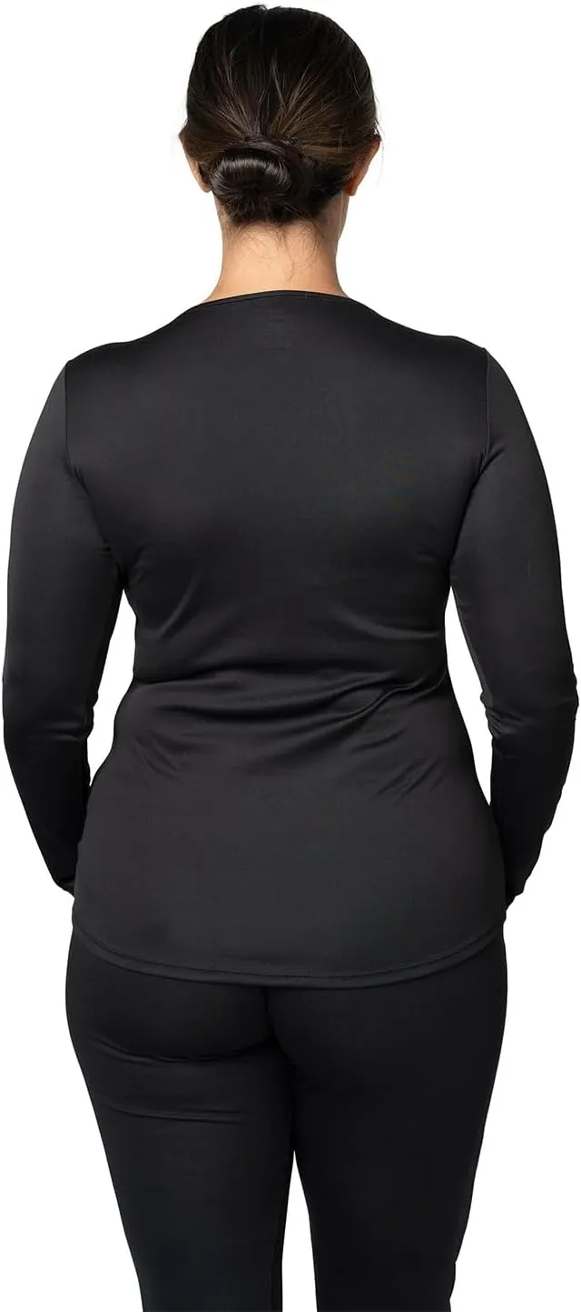 Hot Chillys Women's Peach Skins Solid Crewneck Lightweight Relaxed Fit Base Layer | Moisture-Wicking Long Sleeve Thermal Top