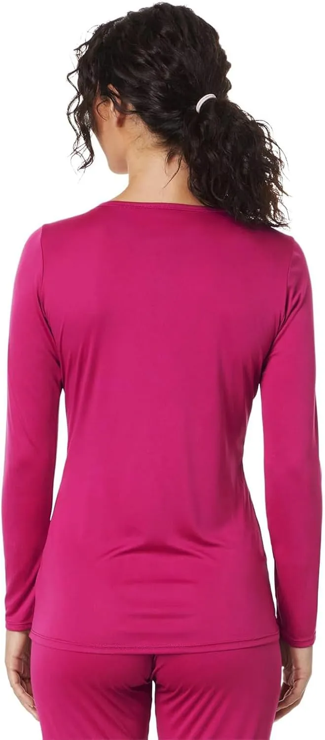 Hot Chillys Women's Peach Skins Solid Crewneck Lightweight Relaxed Fit Base Layer | Moisture-Wicking Long Sleeve Thermal Top