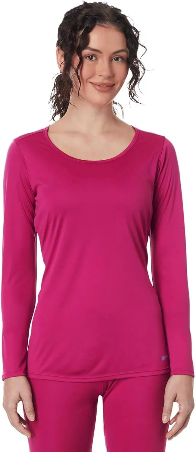 Hot Chillys Women's Peach Skins Solid Crewneck Lightweight Relaxed Fit Base Layer | Moisture-Wicking Long Sleeve Thermal Top