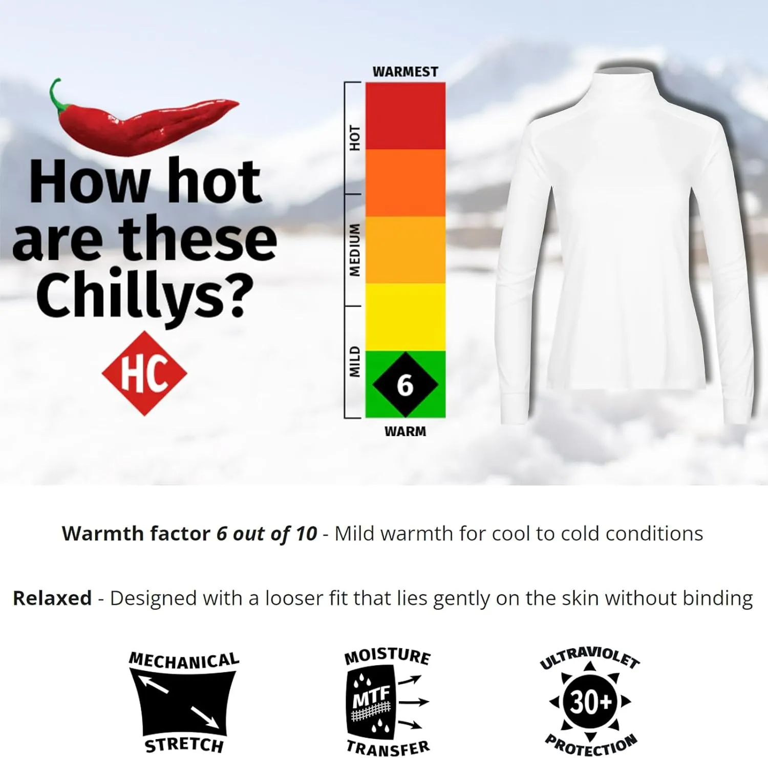 Hot Chillys Women's Peach Skins Solid T-Neck Lightweight Relaxed Fit Base Layer | Moisture-Wicking Long Sleeve Thermal Top