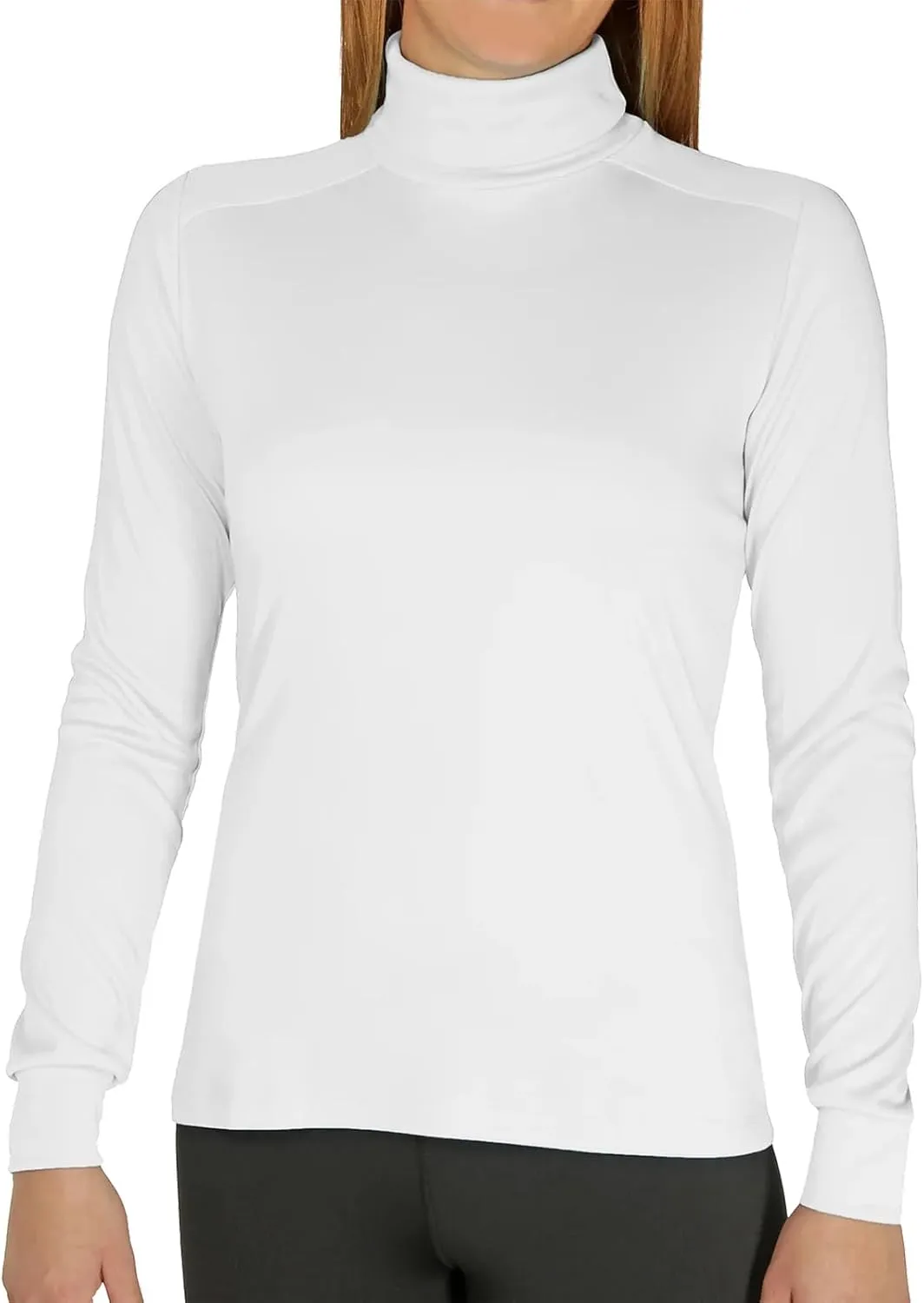 Hot Chillys Women's Peach Skins Solid T-Neck Lightweight Relaxed Fit Base Layer | Moisture-Wicking Long Sleeve Thermal Top