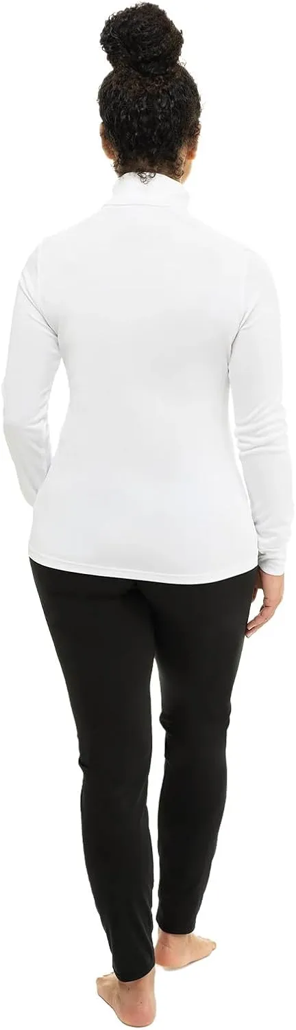 Hot Chillys Women's Peach Skins Solid T-Neck Lightweight Relaxed Fit Base Layer | Moisture-Wicking Long Sleeve Thermal Top