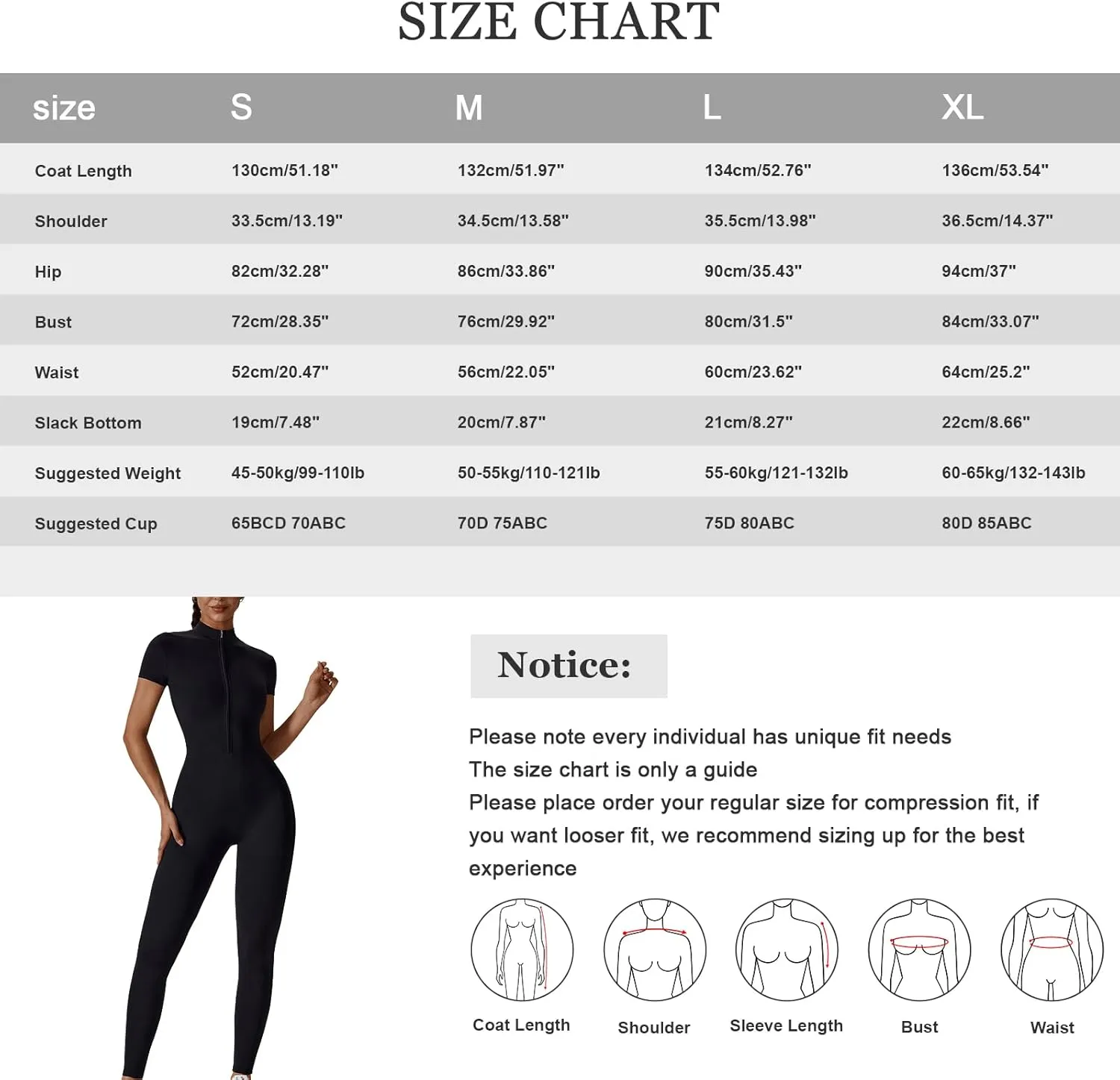 Hotfiary Workout Jumpsuit for Women Long/Short Sleeve Bodycon Romper Zip Front Sport Casual Jumpsuits Stretchy Playsuit