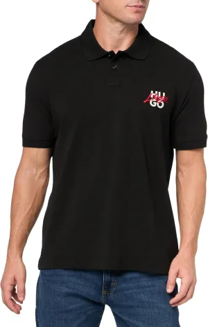 HUGO Men's Script Stack Cotton Polo Shirt