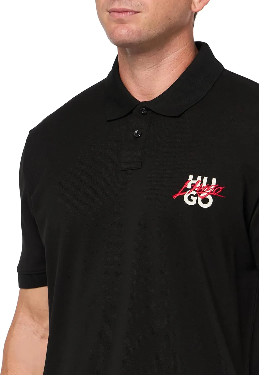 HUGO Men's Script Stack Cotton Polo Shirt