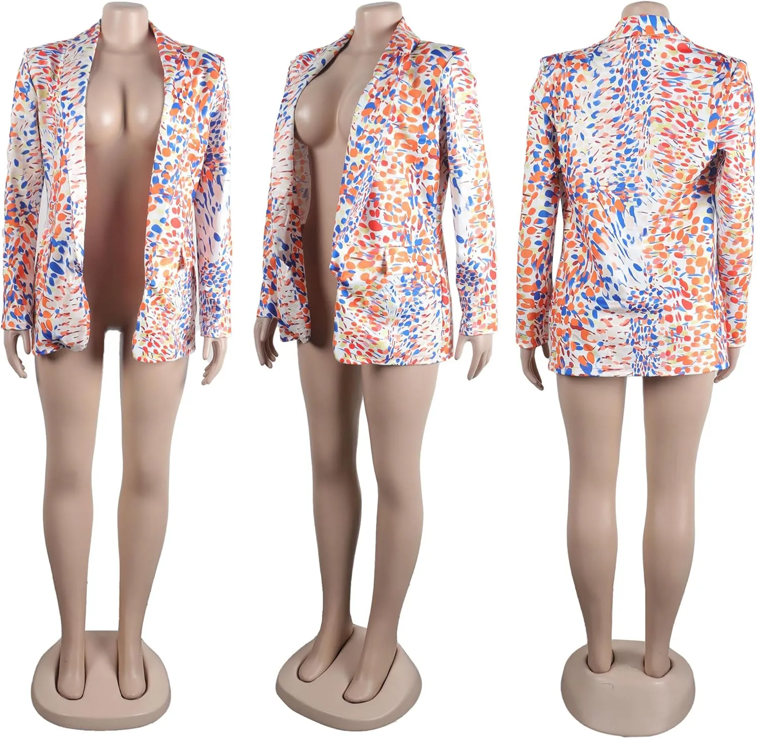HuiSiFang Women's Printed Blazer Jacket Long Sleeve Open Front Casual Multicolor Print Top