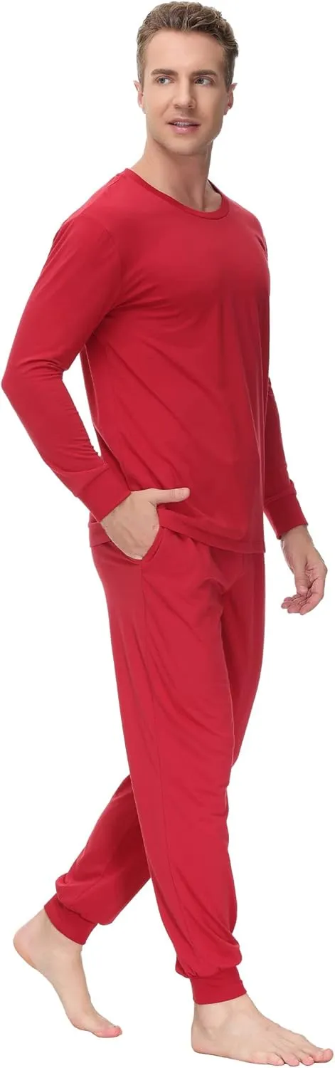 INK IVY Men Sleepwear Pajama Set Long Sleeve T-Shirt, Soft Tee, Loungewear And Relaxed Fit Sweatpant