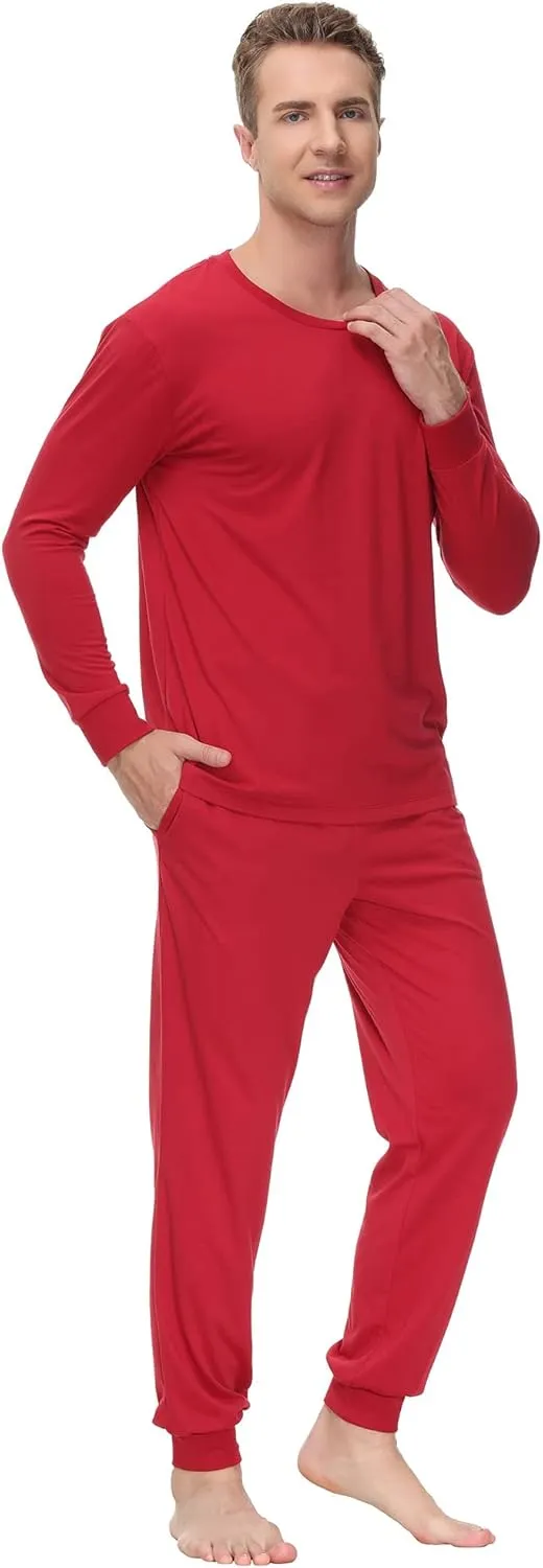 INK IVY Men Sleepwear Pajama Set Long Sleeve T-Shirt, Soft Tee, Loungewear And Relaxed Fit Sweatpant