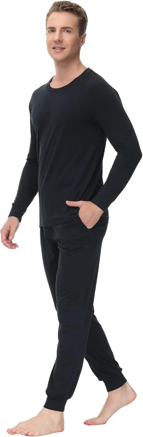 INK IVY Men Sleepwear Pajama Set Long Sleeve T-Shirt, Soft Tee, Loungewear And Relaxed Fit Sweatpant