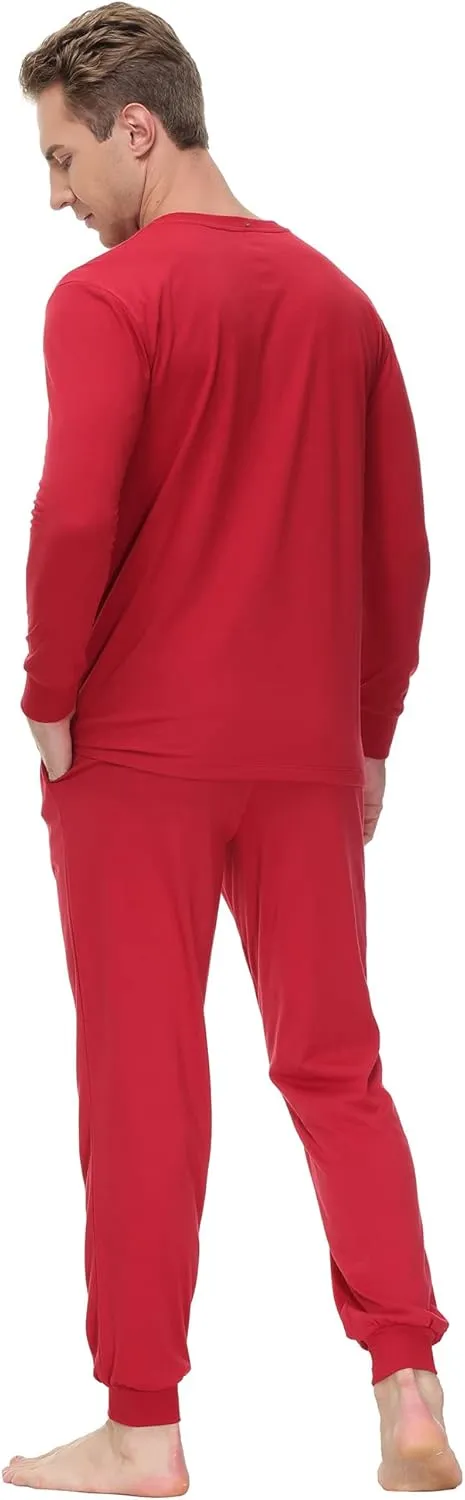 INK IVY Men Sleepwear Pajama Set Long Sleeve T-Shirt, Soft Tee, Loungewear And Relaxed Fit Sweatpant