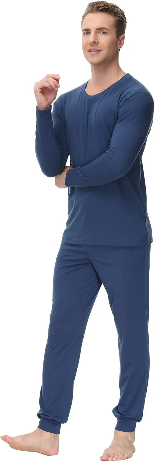 INK IVY Men Sleepwear Pajama Set Long Sleeve T-Shirt, Soft Tee, Loungewear And Relaxed Fit Sweatpant