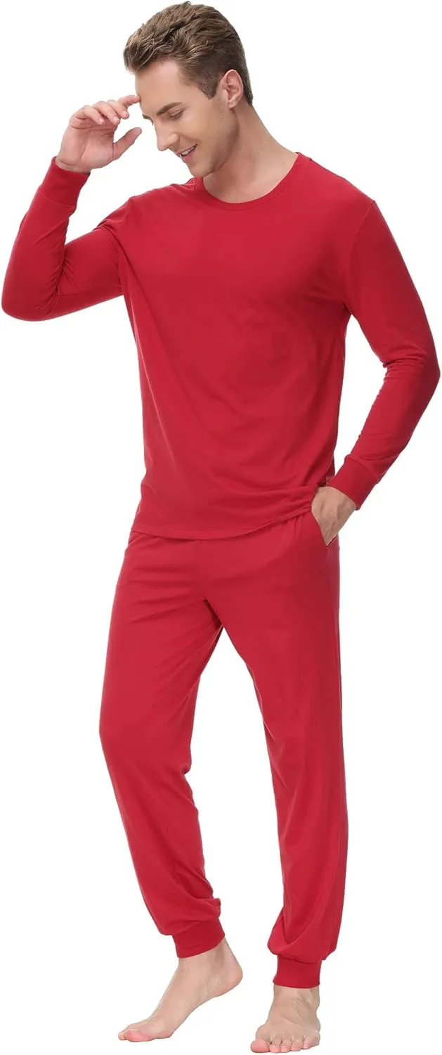 INK IVY Men Sleepwear Pajama Set Long Sleeve T-Shirt, Soft Tee, Loungewear And Relaxed Fit Sweatpant