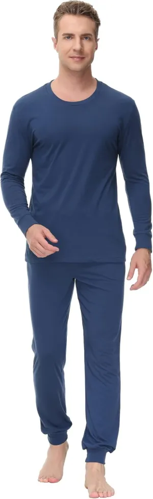 INK IVY Men Sleepwear Pajama Set Long Sleeve T-Shirt, Soft Tee, Loungewear And Relaxed Fit Sweatpant