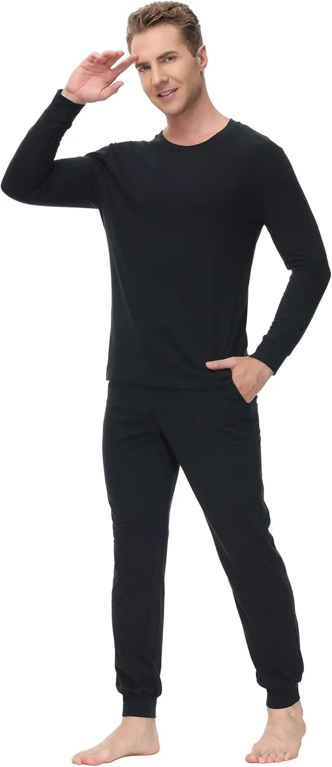 INK IVY Men Sleepwear Pajama Set Long Sleeve T-Shirt, Soft Tee, Loungewear And Relaxed Fit Sweatpant