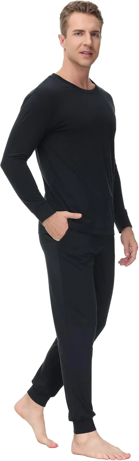 INK IVY Men Sleepwear Pajama Set Long Sleeve T-Shirt, Soft Tee, Loungewear And Relaxed Fit Sweatpant