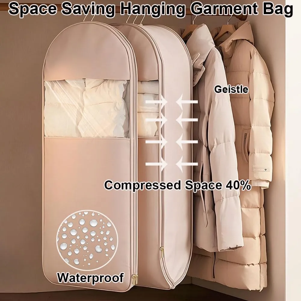 Intelligence Garment Bags for Travel, Otherwise Garment Bag, 2025 Space Saving Hanging Garment Bag with Self Compression Zipper (Beige, XL)