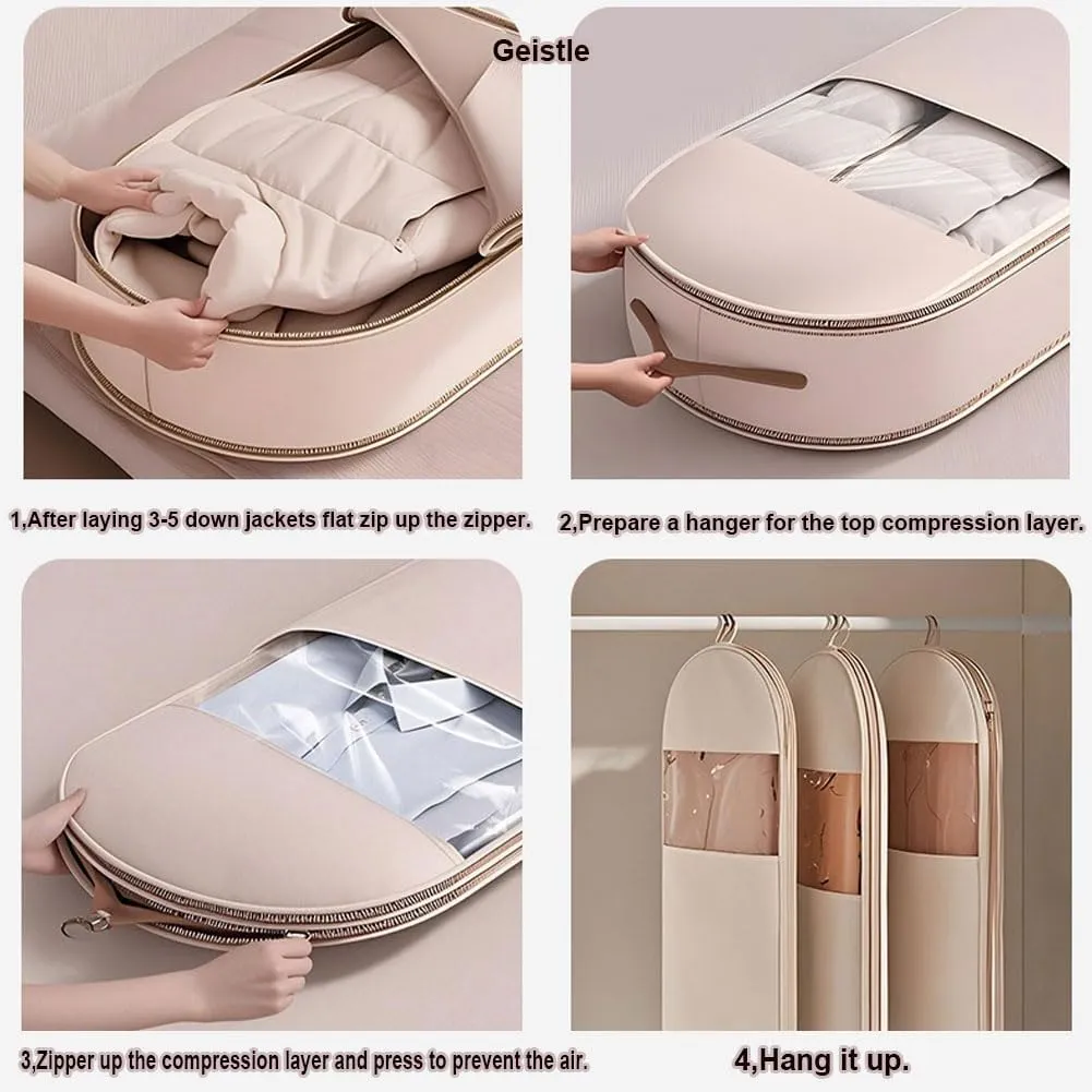 Intelligence Garment Bags for Travel, Otherwise Garment Bag, 2025 Space Saving Hanging Garment Bag with Self Compression Zipper (Beige, XL)