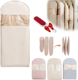 Intelligence Garment Bags for Travel, Otherwise Garment Bag, 2025 Space Saving Hanging Garment Bag with Self Compression Zipper (Beige, XL)