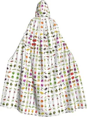 Introduction Of Various Vegetables Print Hooded Cloak Wizard Cape Halloween Witch Costume For Men Women Cosplay Party Capes