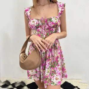 iTranyee Women Y2k Spaghetti Strap Mini Dress Fairycore A Line Graduation Dress Sexy Swing Ruffle Cocktail Party Dress
