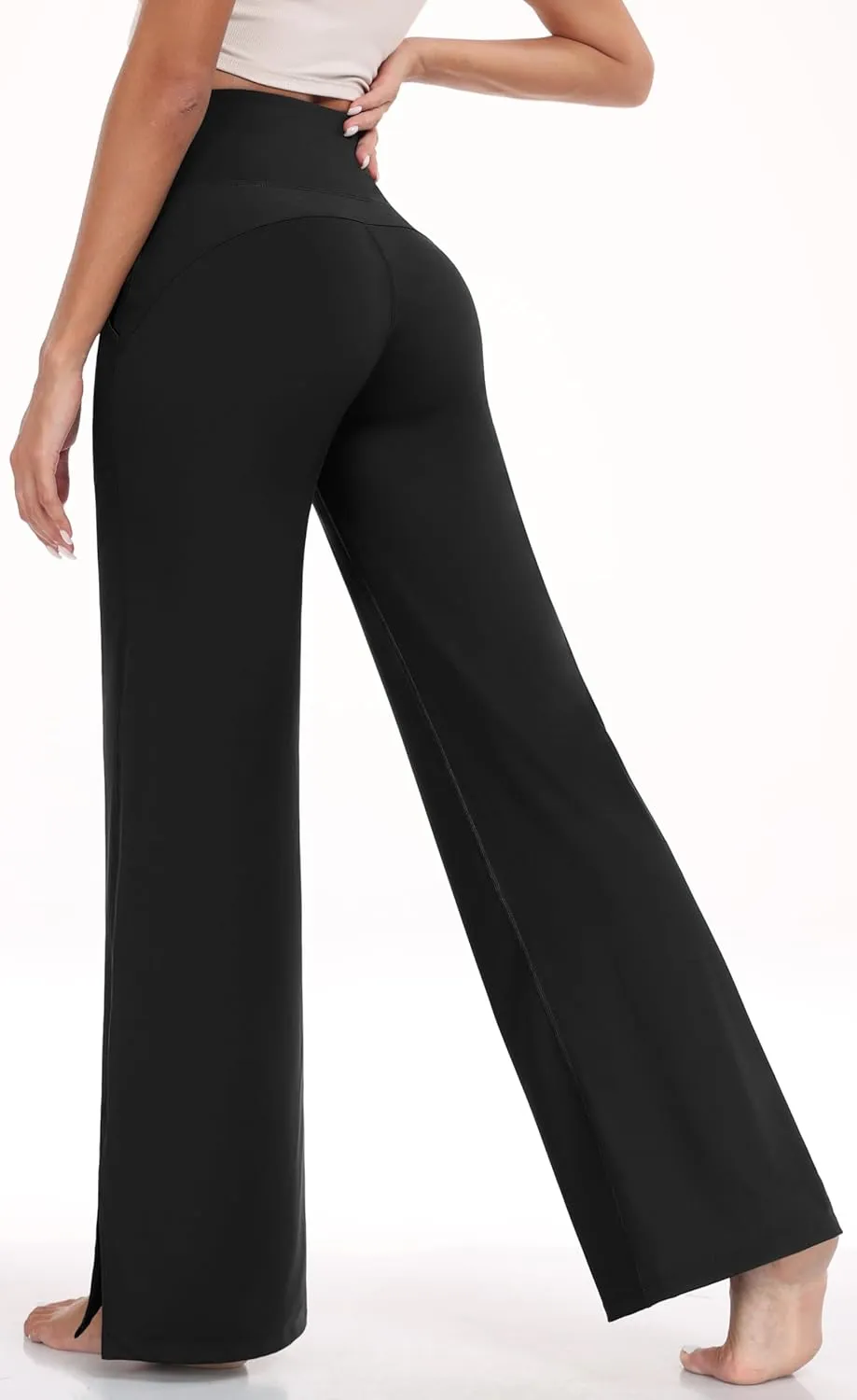 IUGA Wide Leg Yoga Pants for Women Side Slits High Waisted Wide Leg Sweatpants Women Comfy Lounge Palazzo Pants with Pockets