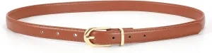 JASGOOD Womens Skinny Leather Belt Ladies Thin Faux Leather Belt with Gold/Silver Buckle for Jeans Dress Pants