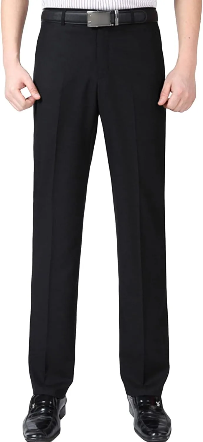 JEShifangjiusu Men's 4-Way Stretch Solid Slim Fit Dress Pant Slim Fit Dress Pant Wrinkle-Resistant Flat-Front Chino Pant